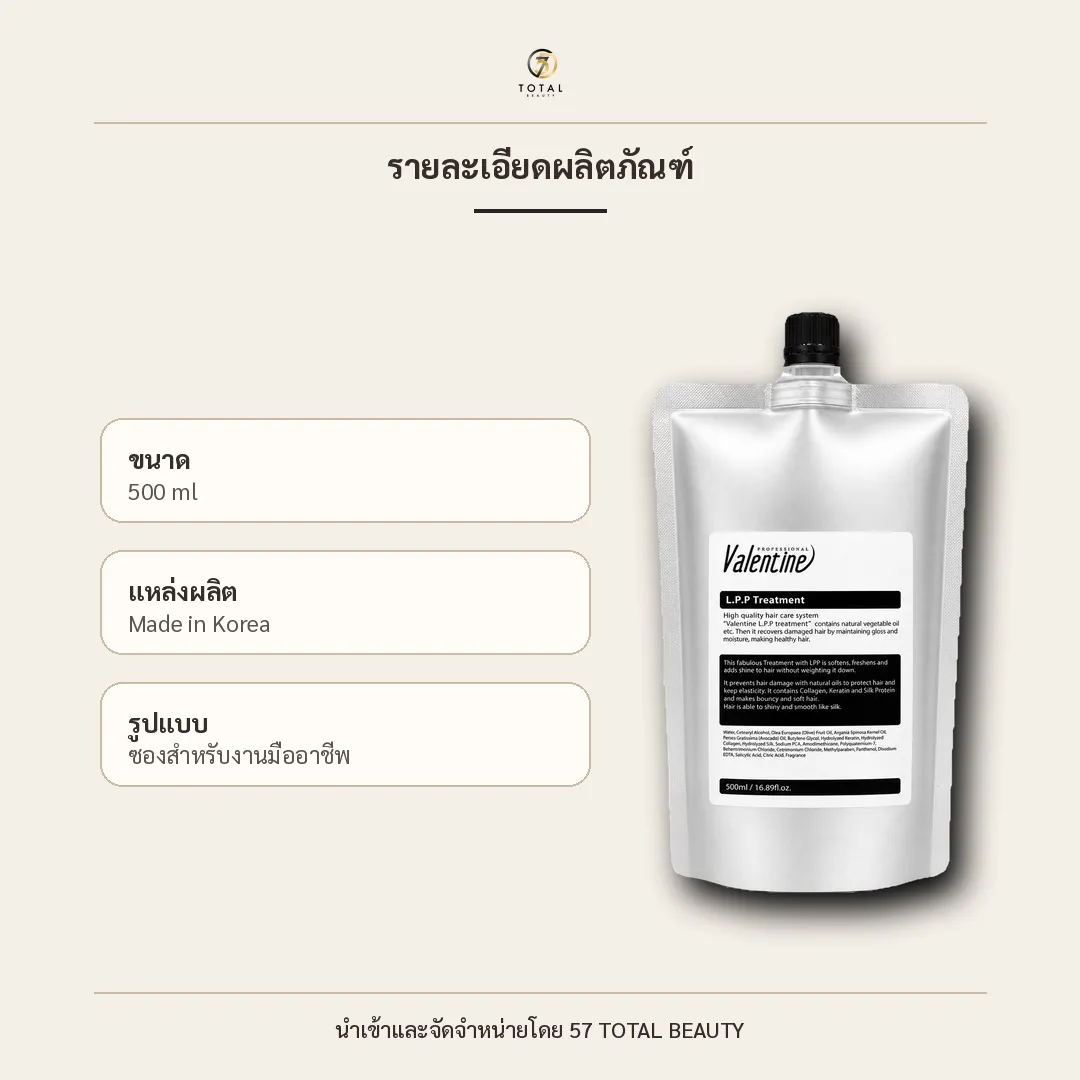 L.P.P Treatment ขนาด แหล่งผลิต และรูปแบบบรรจุภัณฑ์