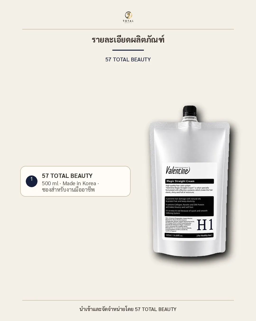H1 · สำหรับผมสุขภาพดี รายละเอียดผลิตภัณฑ์ ขนาด 500 ml และผลิตในเกาหลี
